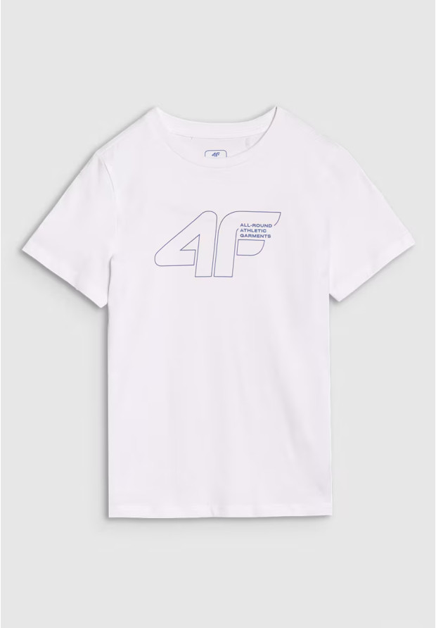 Koszulka Chłopięca 4F T-shirt Z Nadrukiem Biała 4FJWSS25TTSHM2185