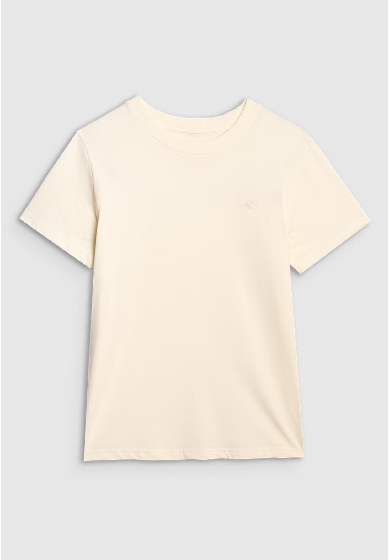 Koszulka Damska 4F T-shirt Regular Gładki Beżowy 4FWAW25TTSHF2970