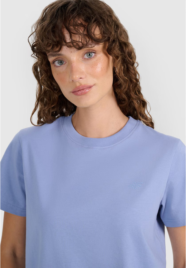 Koszulka Damska 4F T-shirt Regular Gładki Denim 4FWAW25TTSHF2970