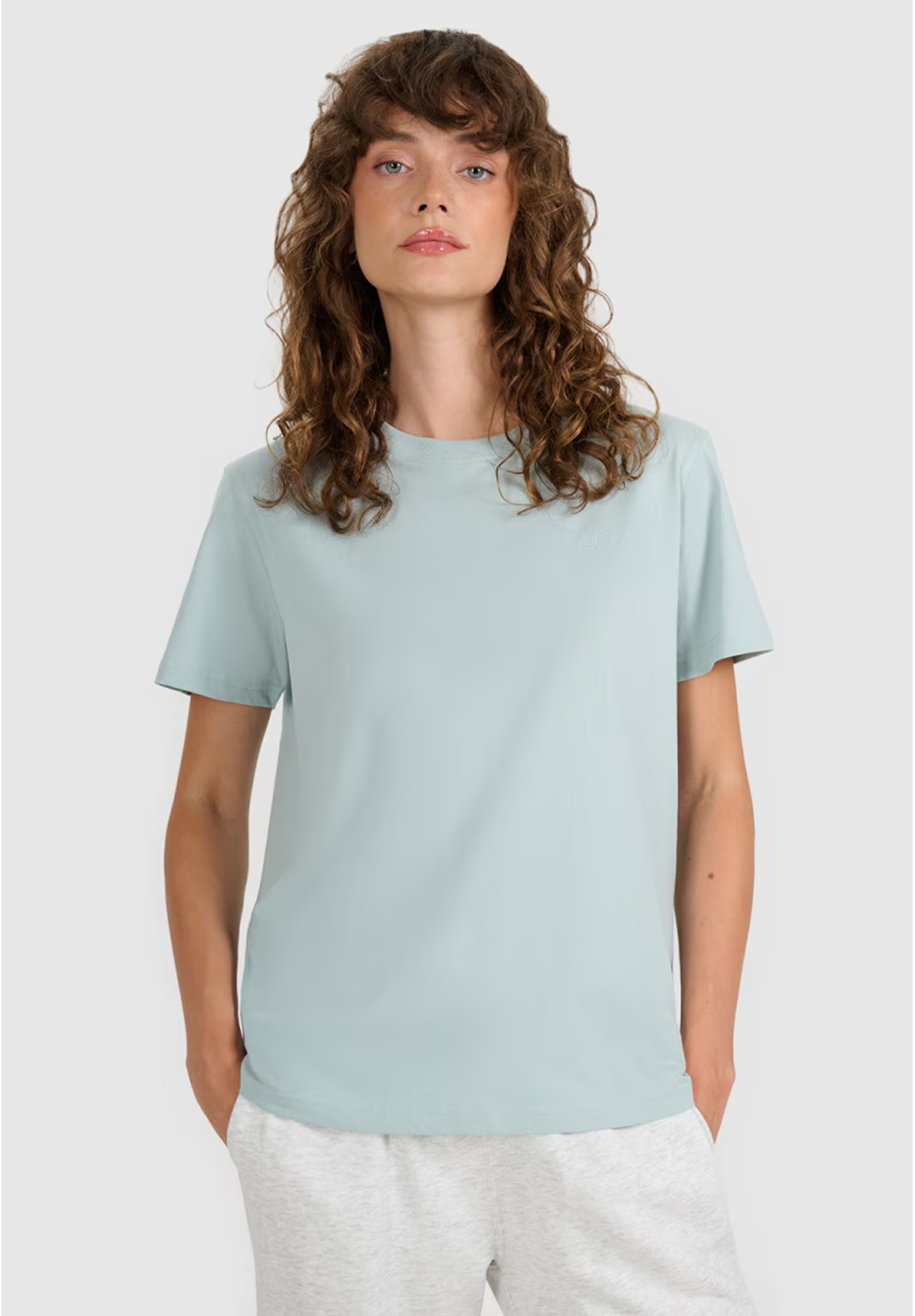 Koszulka Damska 4F T-shirt Regular Gładki Miętowy 4FWAW25TTSHF2970