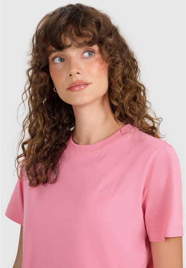 Koszulka Damska 4F T-shirt Regular Gładki Różowy 4FWAW25TTSHF2970