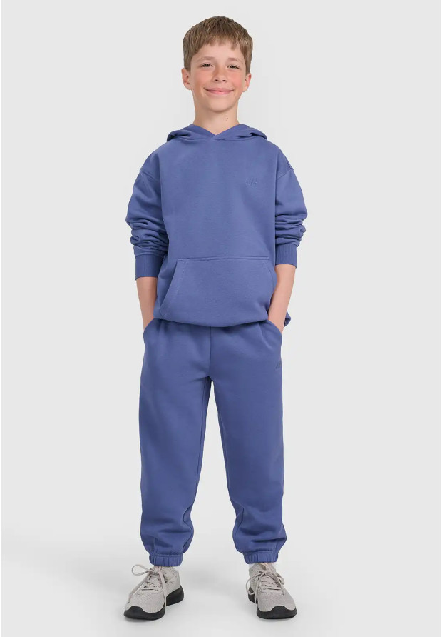 Bluza Chłopięca 4F Dresowa z Kapturem Basic Niebieska 4FJWAW25TSWSM1945