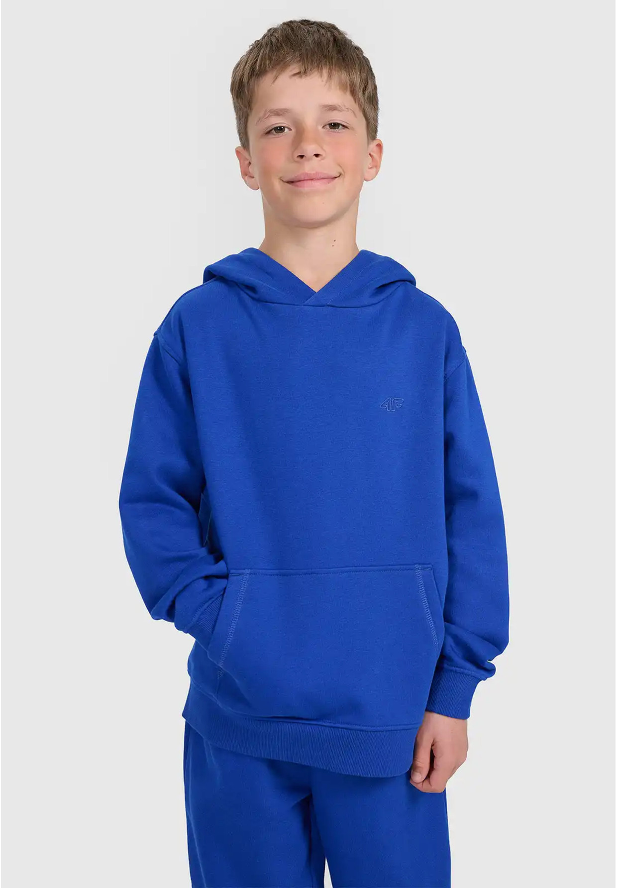 Bluza Chłopięca 4F Dresowa z Kapturem Basic Niebieska 4FJWAW25TSWSM1945