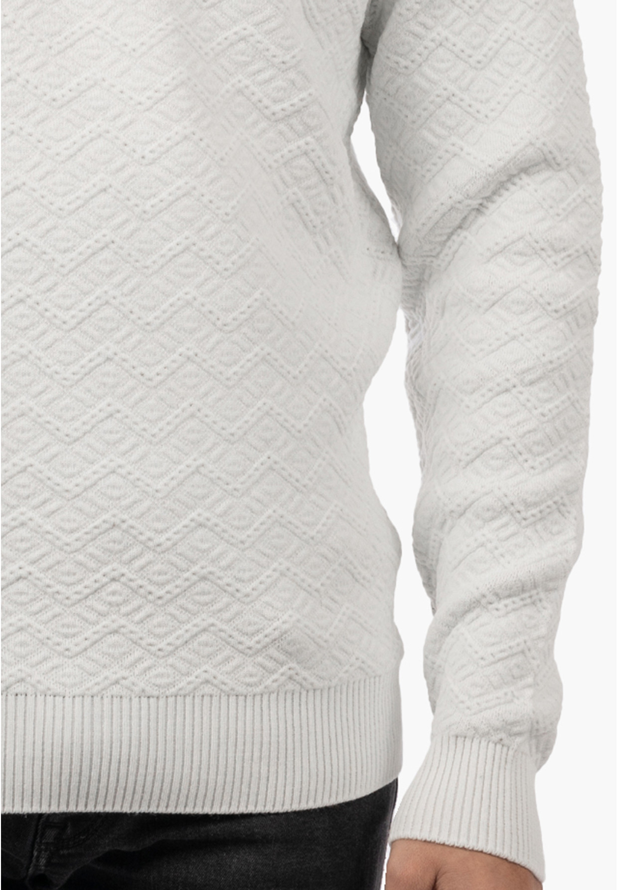 Sweter Męski Golf Zimowy Wełniany Ciepły Klasyczny Elegancki Biały