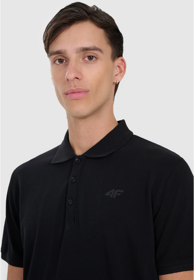 Koszulka Męska 4F Polo Z Kołnierzykiem Regular Czarna 4FWMM00TPTSM366