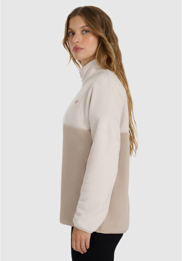 Polar Damski 4F Bluza Ze Stójką Regular Beżowy 4FWAW25TFLEF421