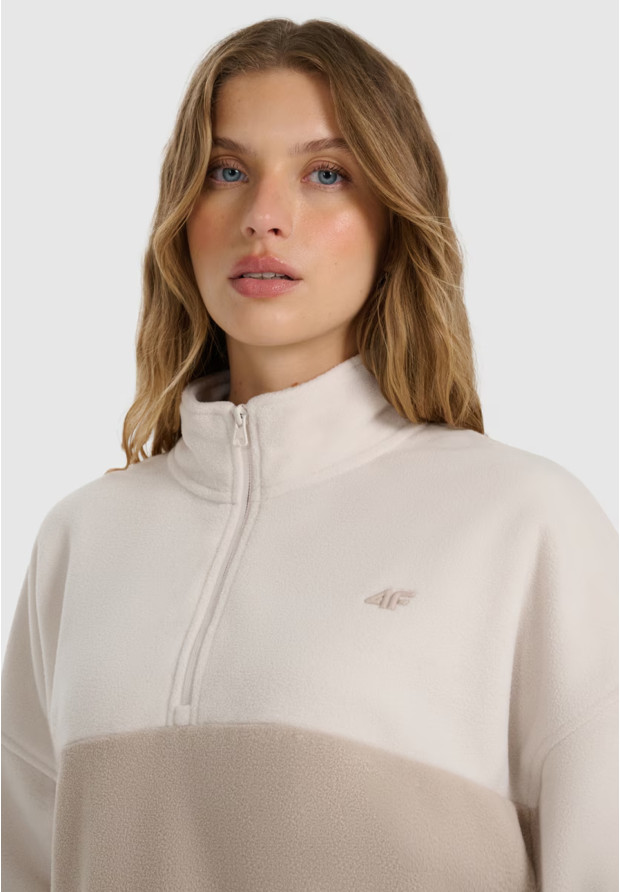Polar Damski 4F Bluza Ze Stójką Regular Beżowy 4FWAW25TFLEF421