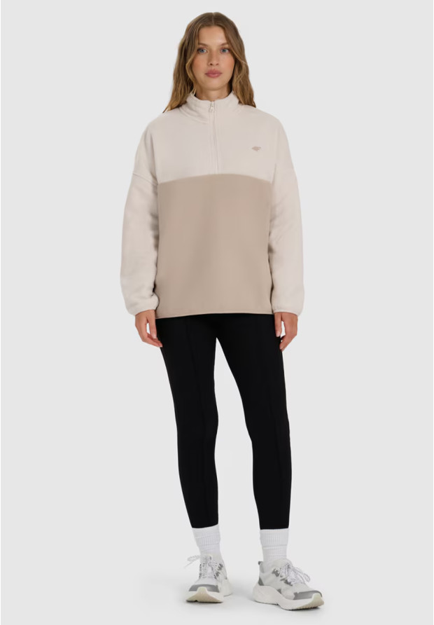 Polar Damski 4F Bluza Ze Stójką Regular Beżowy 4FWAW25TFLEF421