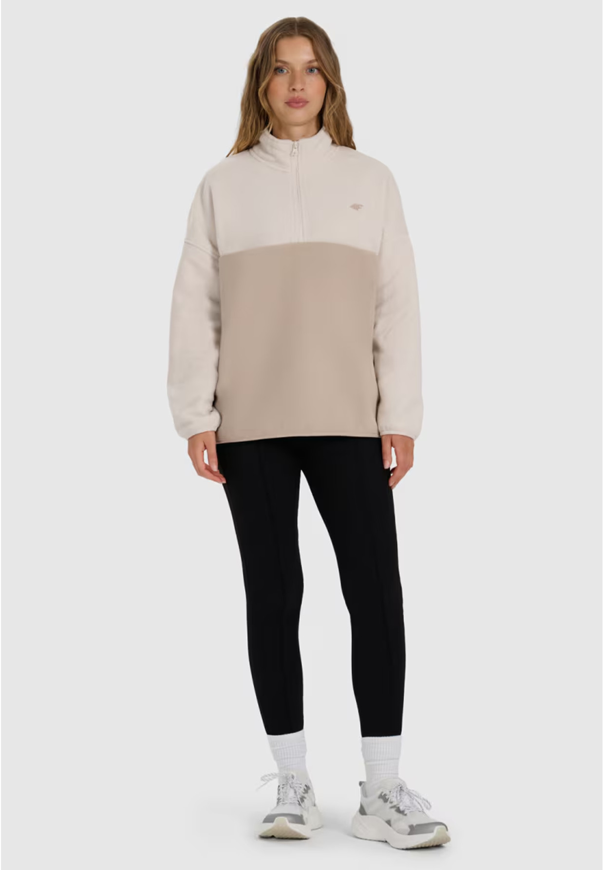 Polar Damski 4F Bluza Ze Stójką Regular Beżowy 4FWAW25TFLEF421