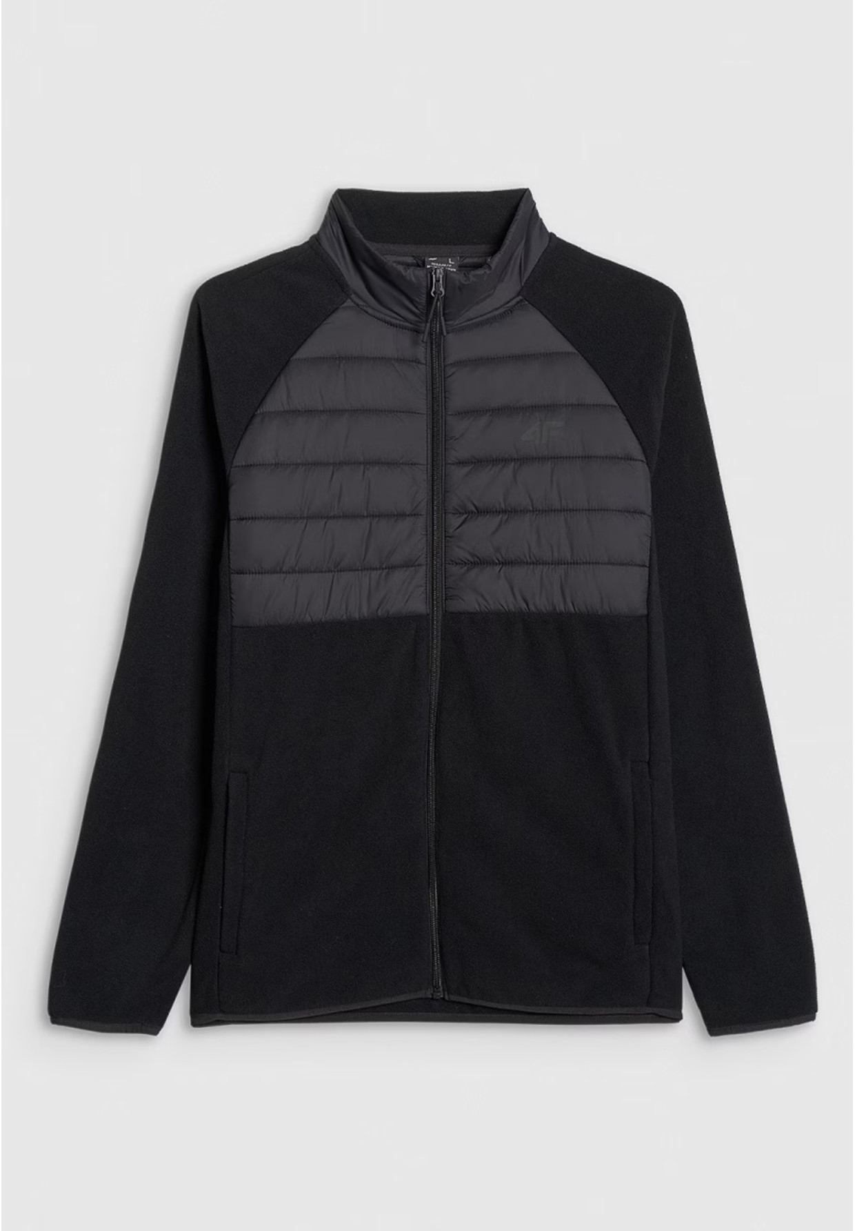 Polar Męski 4F Sportowy Rozpinany Regular Ze Stójką Bluza Czarna 4FWAW25TFLEM415