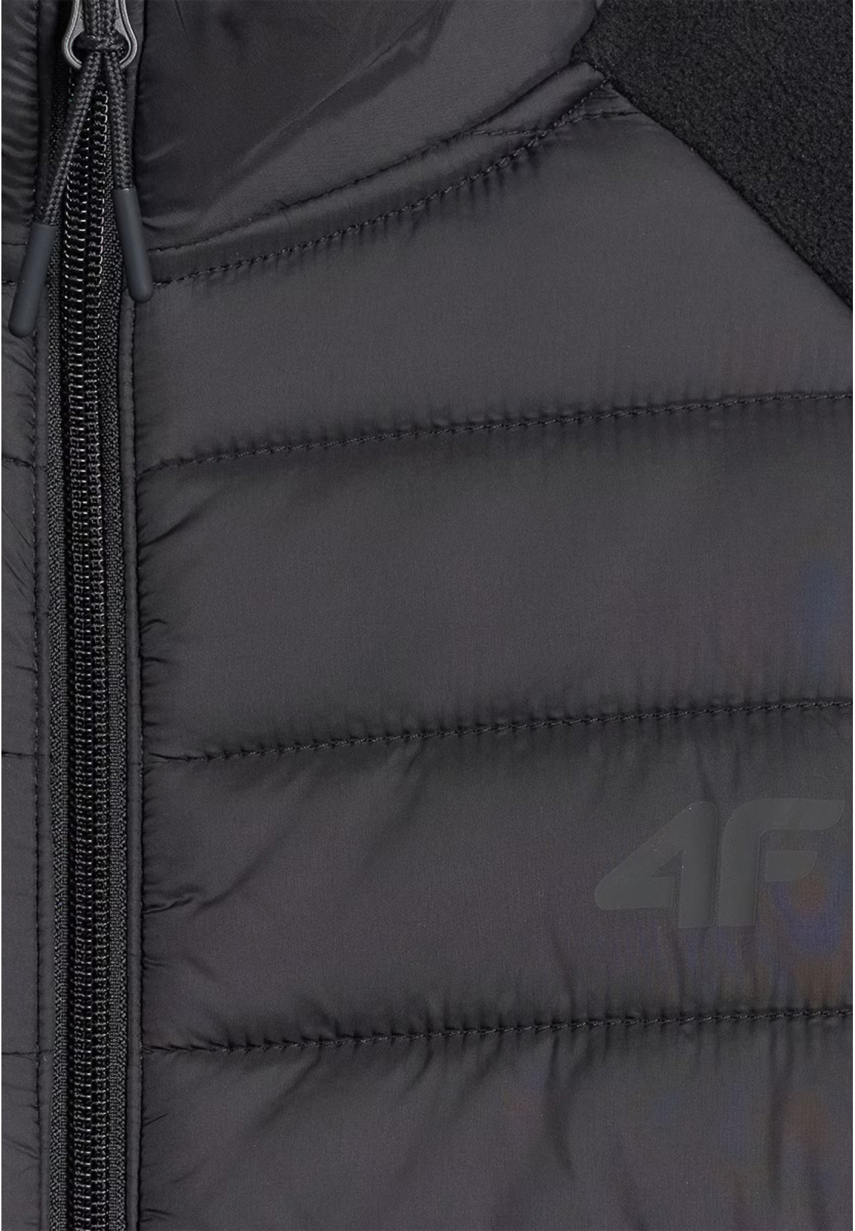 Polar Męski 4F Sportowy Rozpinany Regular Ze Stójką Bluza Czarna 4FWAW25TFLEM415