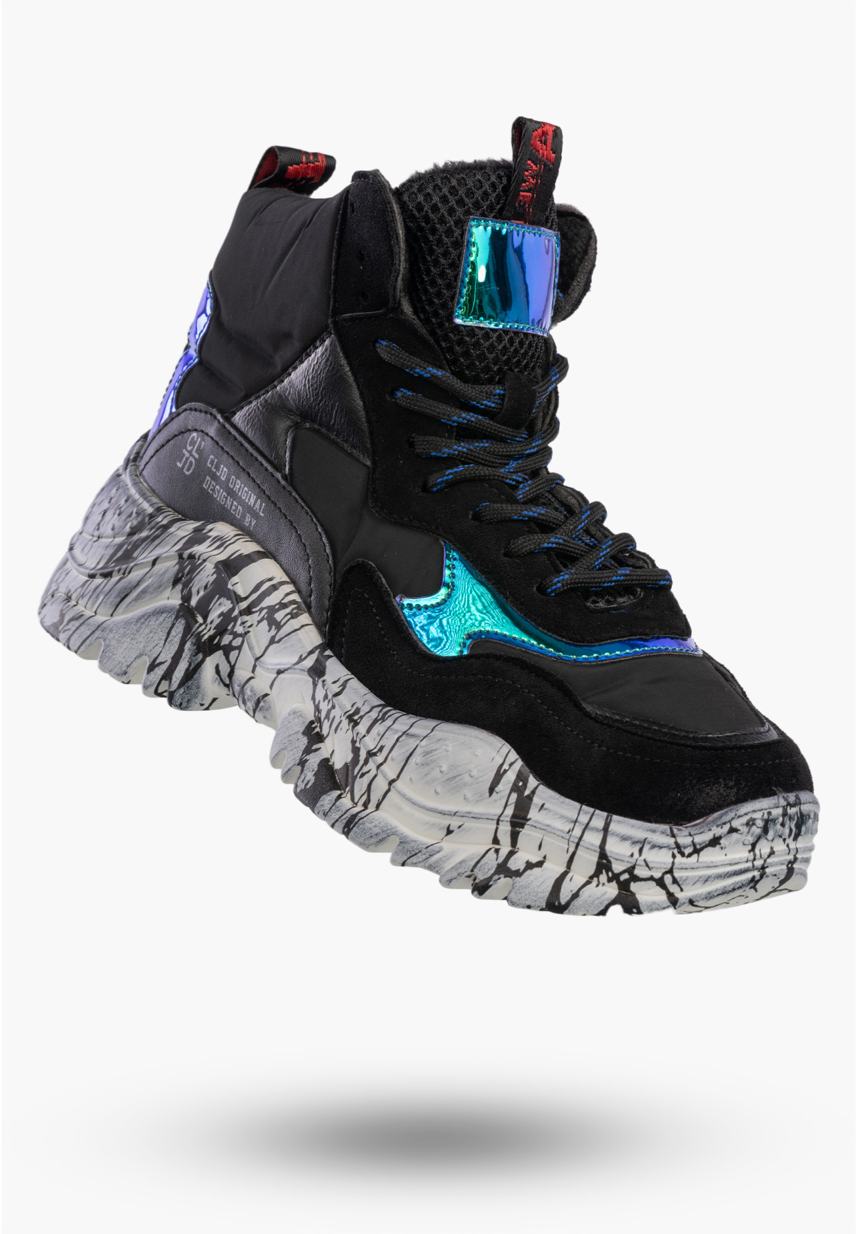 Sneakersy Damskie Ekoskóra Ocieplane Zimowe Botki Stylowe Czarne