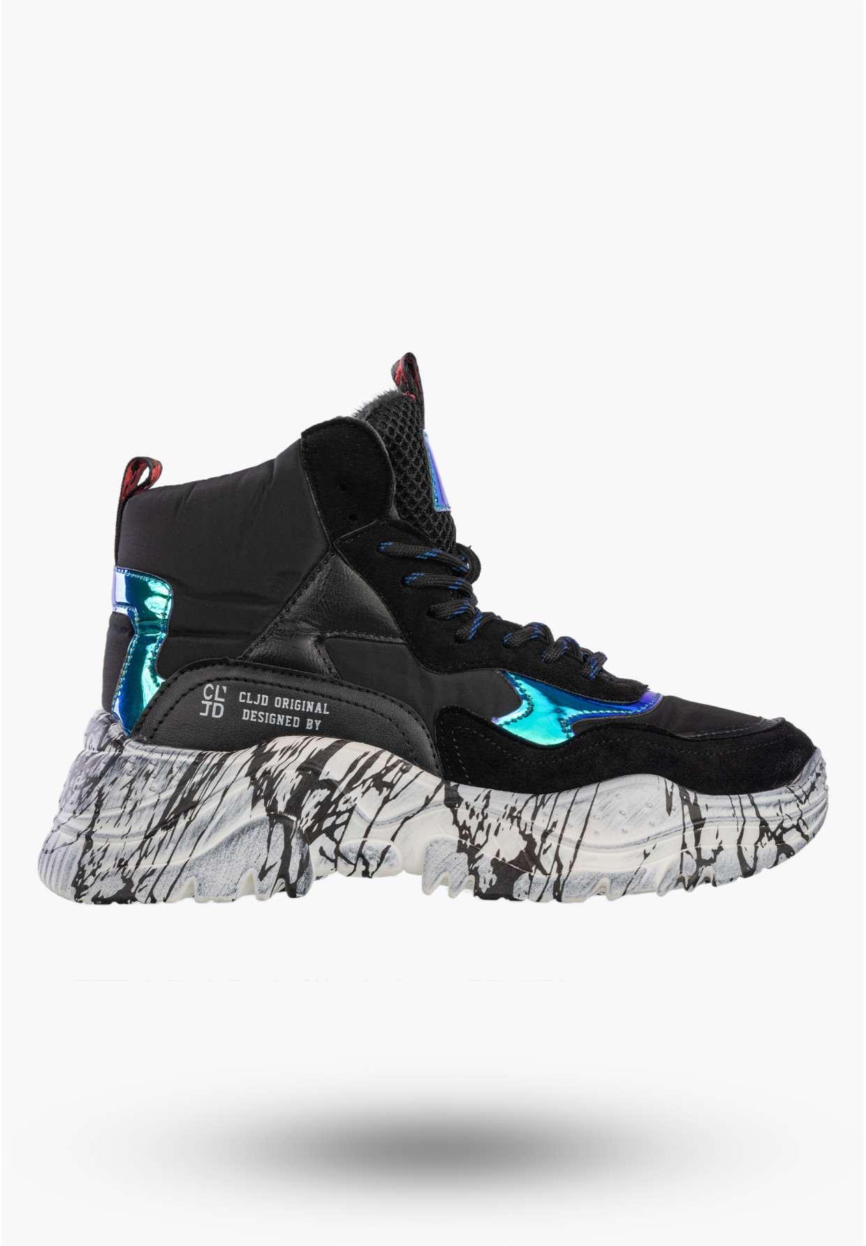 Sneakersy Damskie Ekoskóra Ocieplane Zimowe Botki Stylowe Czarne