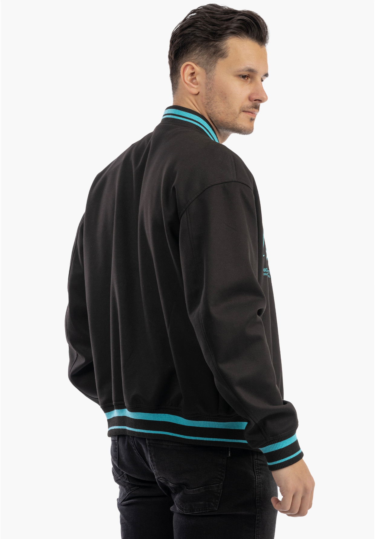 Bomberka Męska ZARA Kurtka Varsity Baseballowa Bluza Czarna