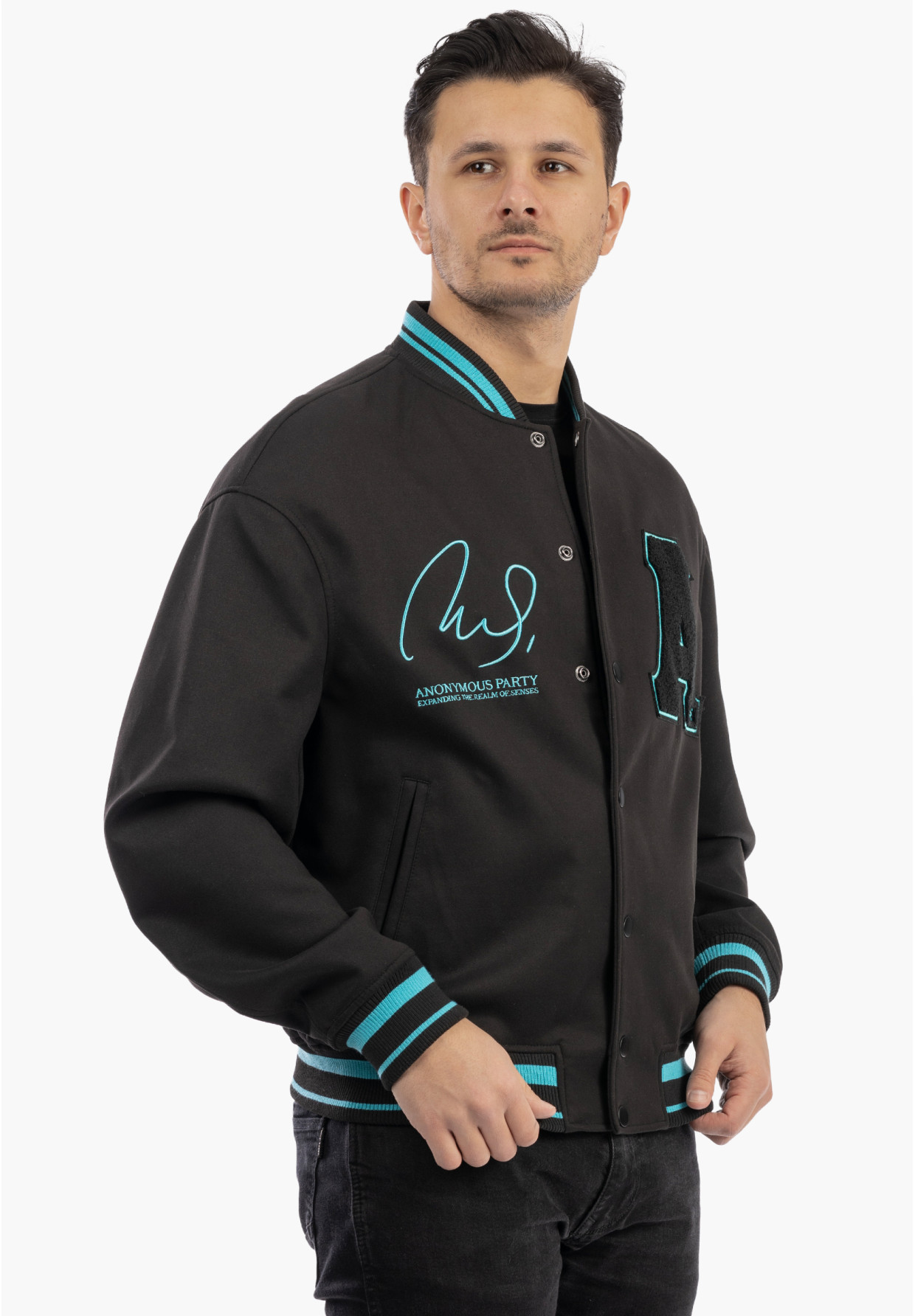 Bomberka Męska ZARA Kurtka Varsity Baseballowa Bluza Czarna