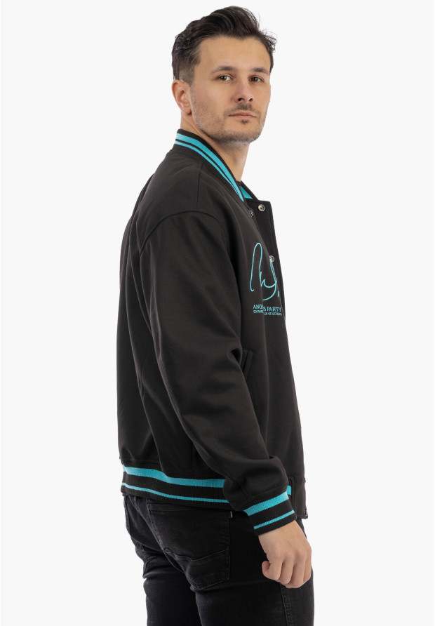 Bomberka Męska ZARA Kurtka Varsity Baseballowa Bluza Czarna