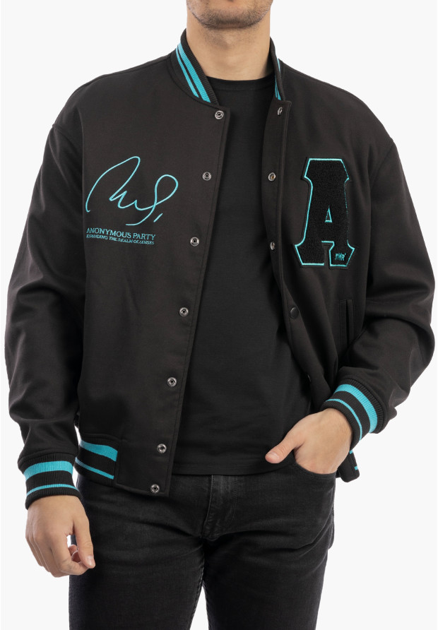 Bomberka Męska ZARA Kurtka Varsity Baseballowa Bluza Czarna