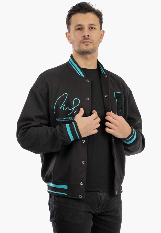 Bomberka Męska ZARA Kurtka Varsity Baseballowa Bluza Czarna