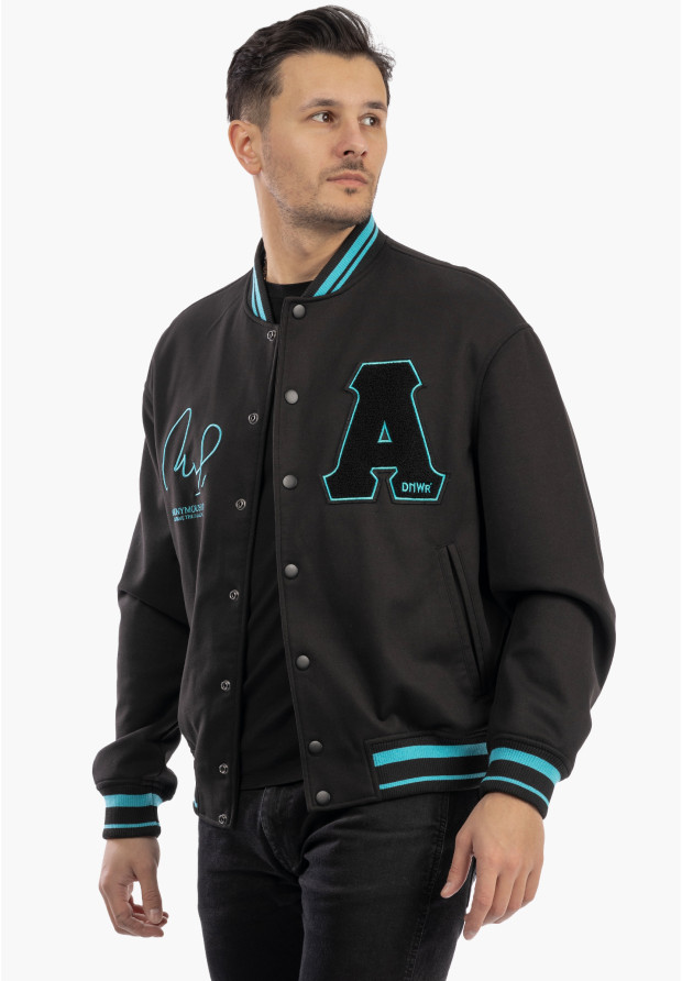 Bomberka Męska ZARA Kurtka Varsity Baseballowa Bluza Czarna