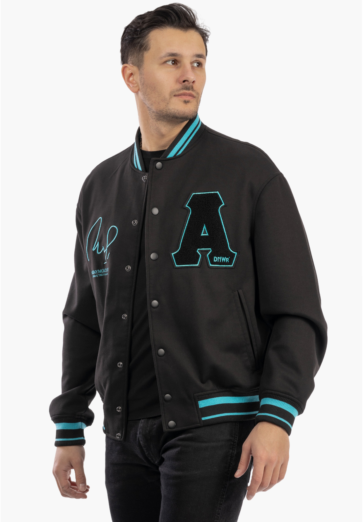 Bomberka Męska ZARA Kurtka Varsity Baseballowa Bluza Czarna
