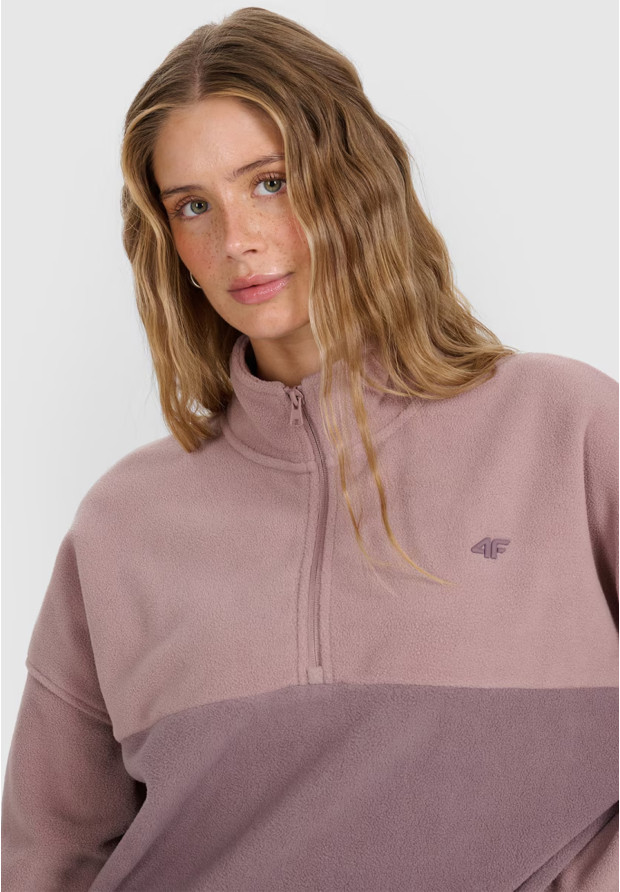 Polar Damski 4F Bluza Ze Stójką Regular Pudrowy Róż 4FWAW25TFLEF421