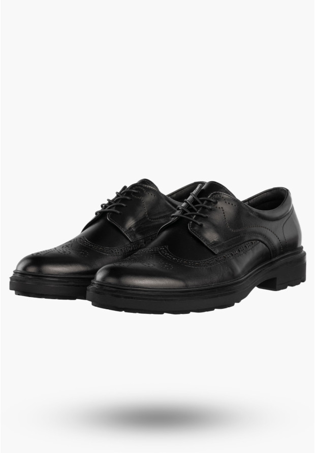 Półbuty Wizytowe Męskie Skórzane Buty Eleganckie Czarne