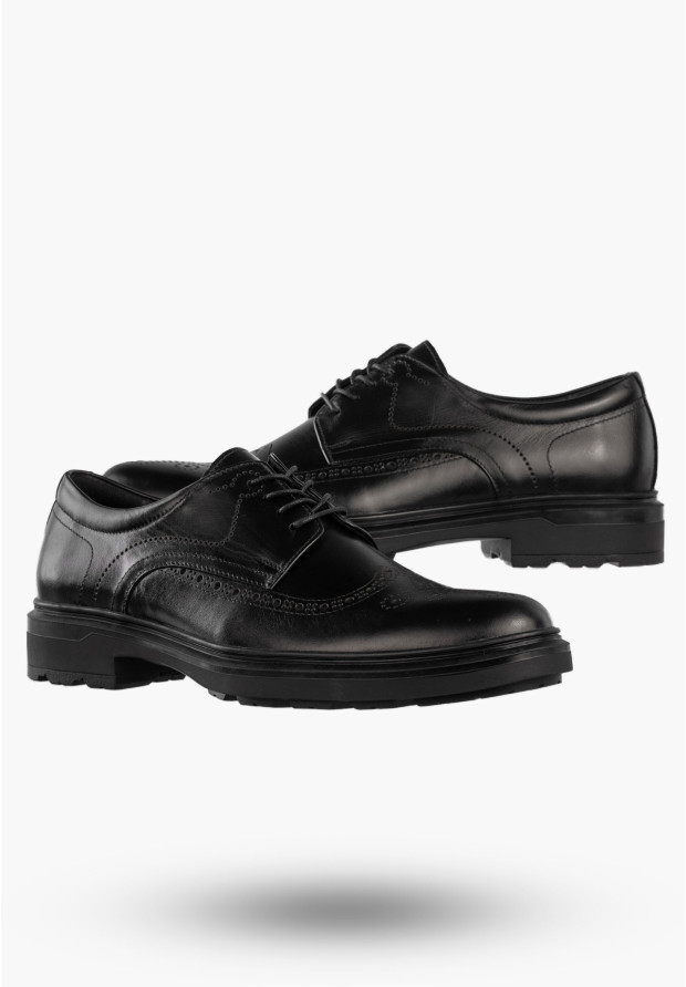 Półbuty Wizytowe Męskie Skórzane Buty Eleganckie Czarne