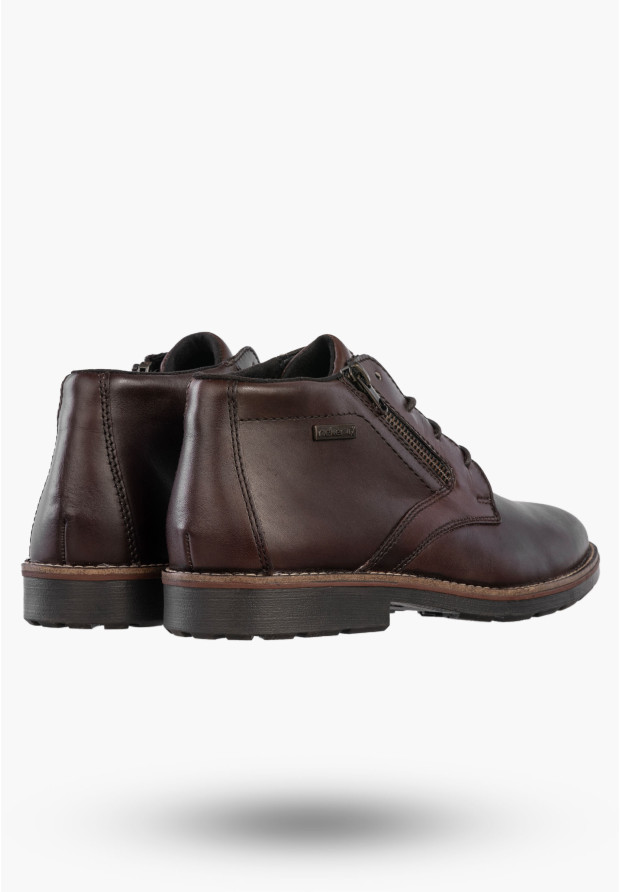 Trzewiki Męskie Skórzane Buty Botki Eleganckie Zimowe Brązowe RIEKER