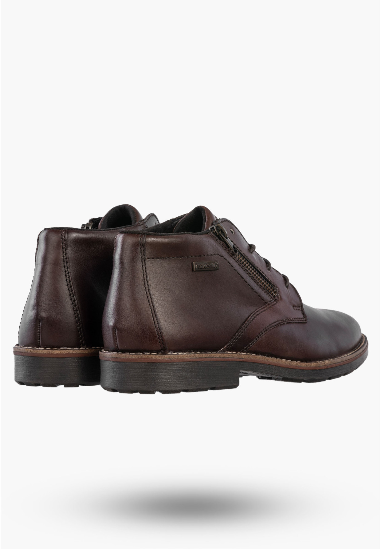 Trzewiki Męskie Skórzane Buty Botki Eleganckie Zimowe Brązowe RIEKER