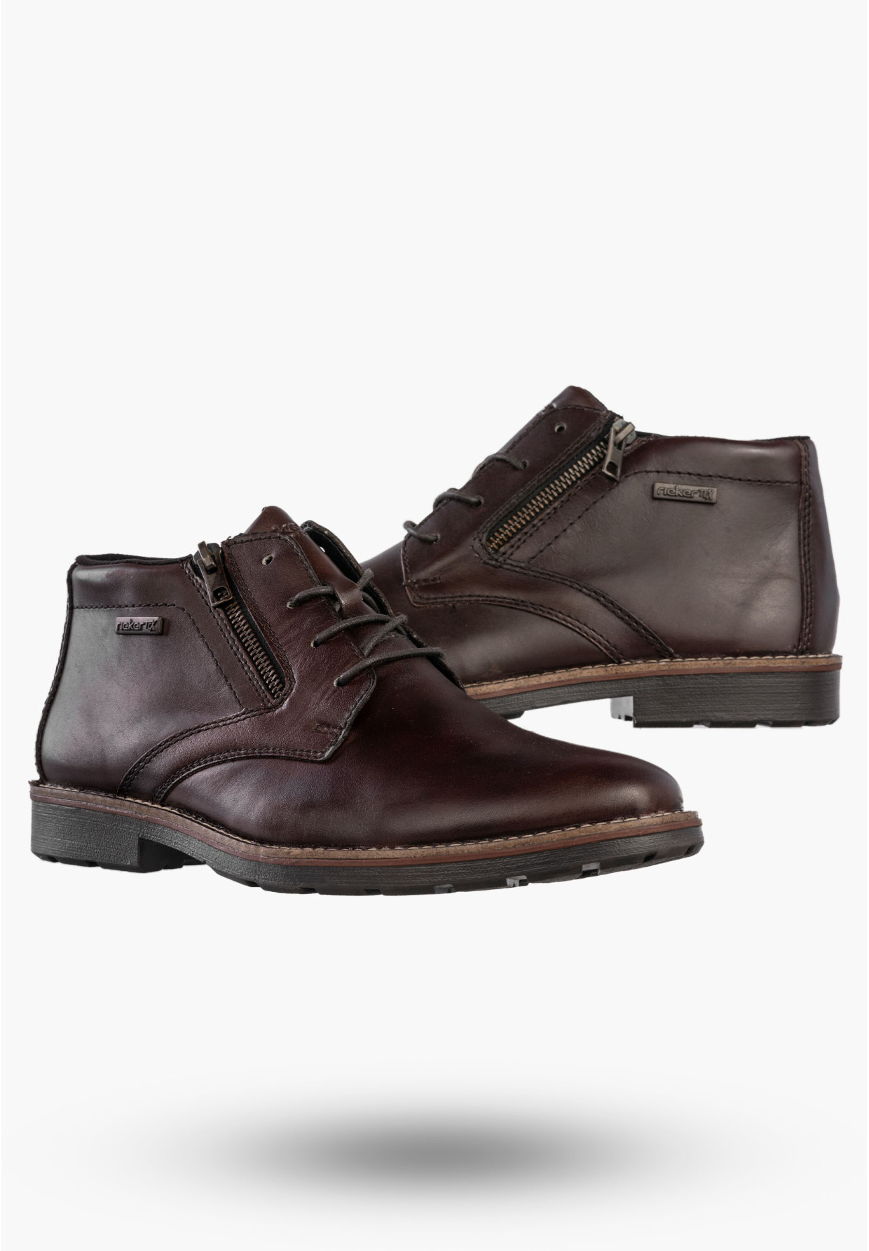 Trzewiki Męskie Skórzane Buty Botki Eleganckie Zimowe Brązowe RIEKER