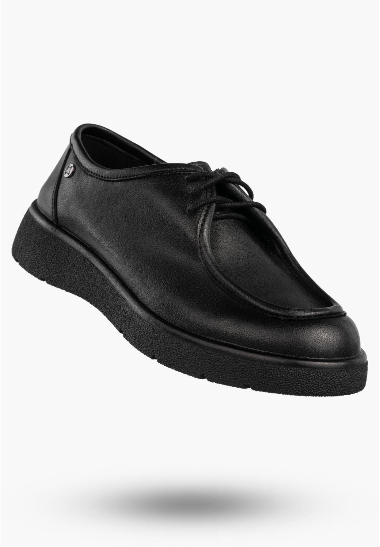Półbuty Damskie Skórzane Buty Eleganckie Sznurowane Maciejka Czarne