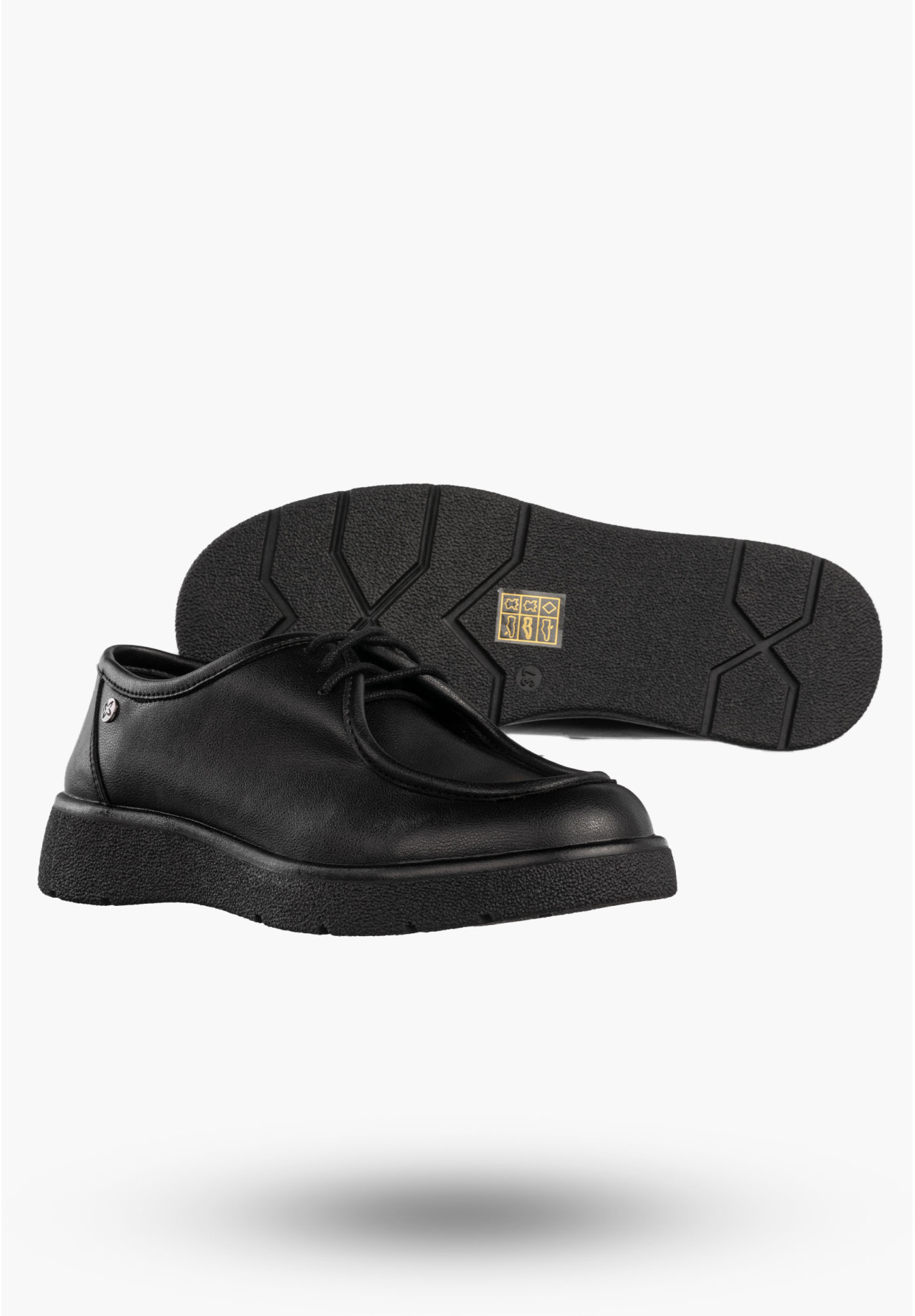 Półbuty Damskie Skórzane Buty Eleganckie Sznurowane Maciejka Czarne