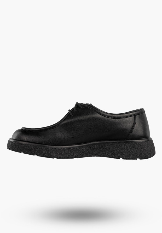 Półbuty Damskie Skórzane Buty Eleganckie Sznurowane Maciejka Czarne