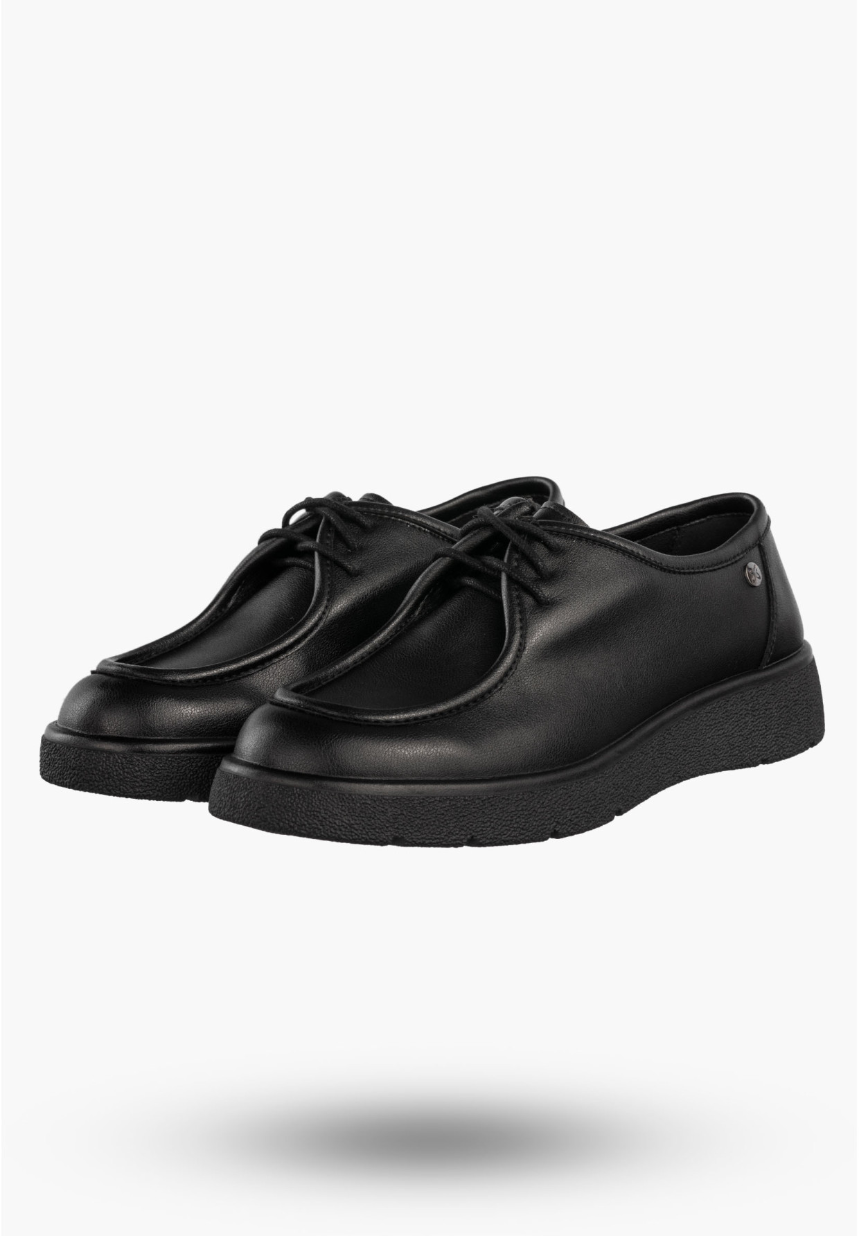 Półbuty Damskie Skórzane Buty Eleganckie Sznurowane Maciejka Czarne