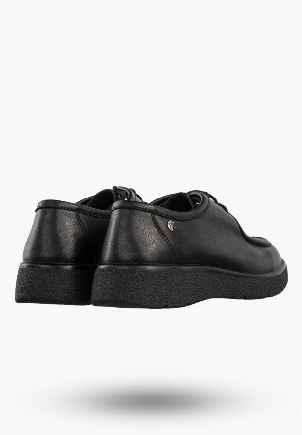 Półbuty Damskie Skórzane Buty Eleganckie Sznurowane Maciejka Czarne