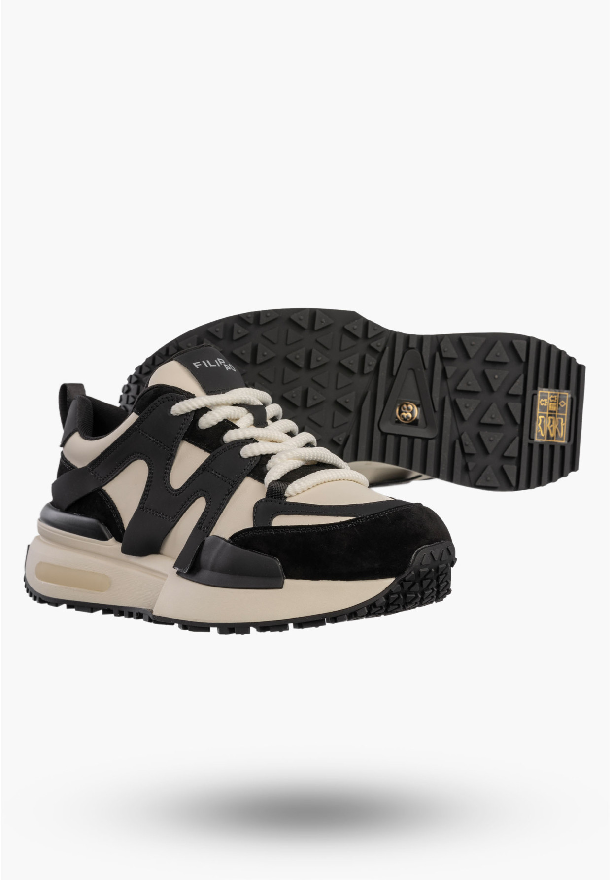 Sneakersy Damskie Skórzane Buty Sportowe Półbuty Czarne Filippo