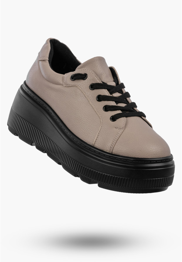Skórzane sneakersy damskie Cambell beżowe