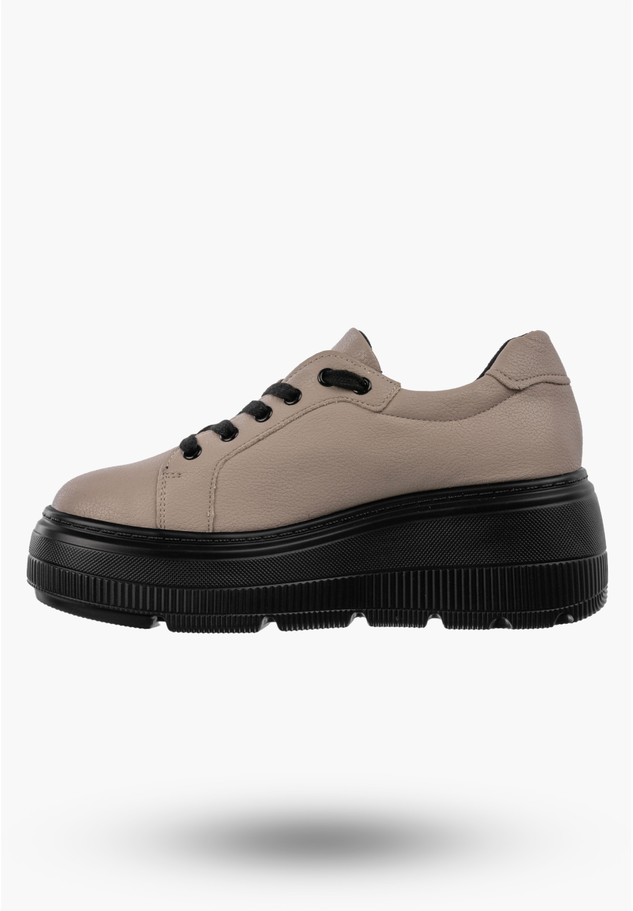 Półbuty Damskie Skórzane Buty Na Platformie Sneakersy Beżowe