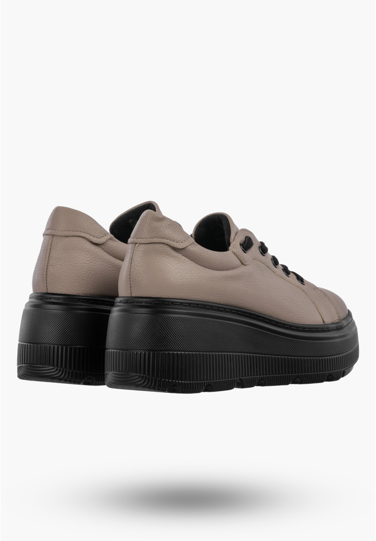 Półbuty Damskie Skórzane Buty Na Platformie Sneakersy Beżowe