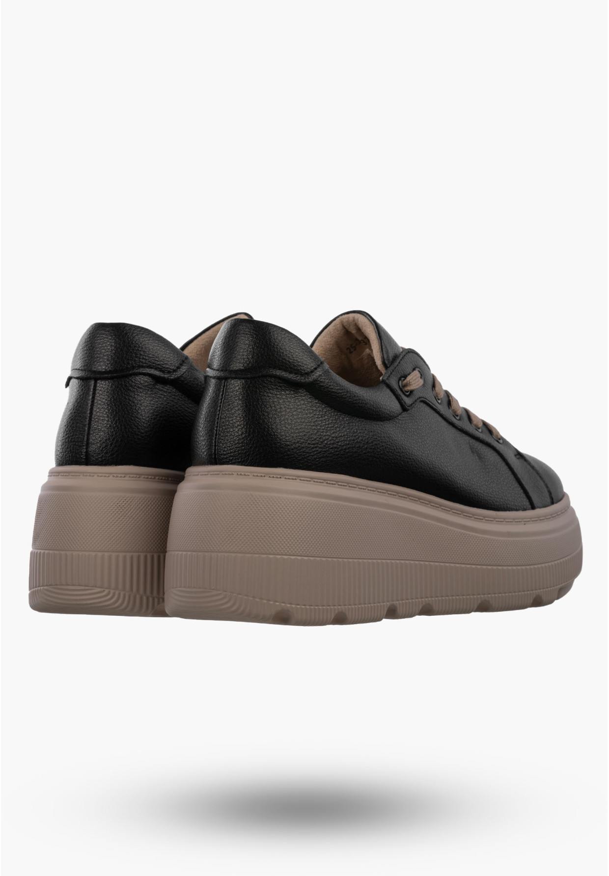 Półbuty Damskie Skórzane Buty Na Platformie Sneakersy Czarny