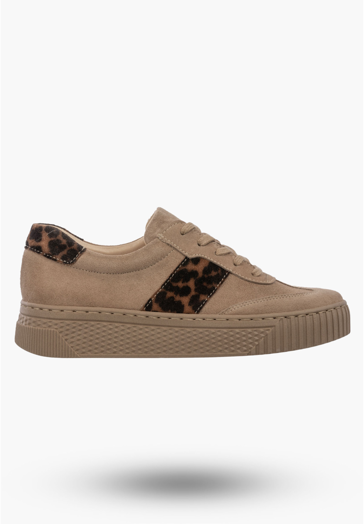 Sneakersy Damskie Skórzane Półbuty Niskie Buty Panterka Beżowe