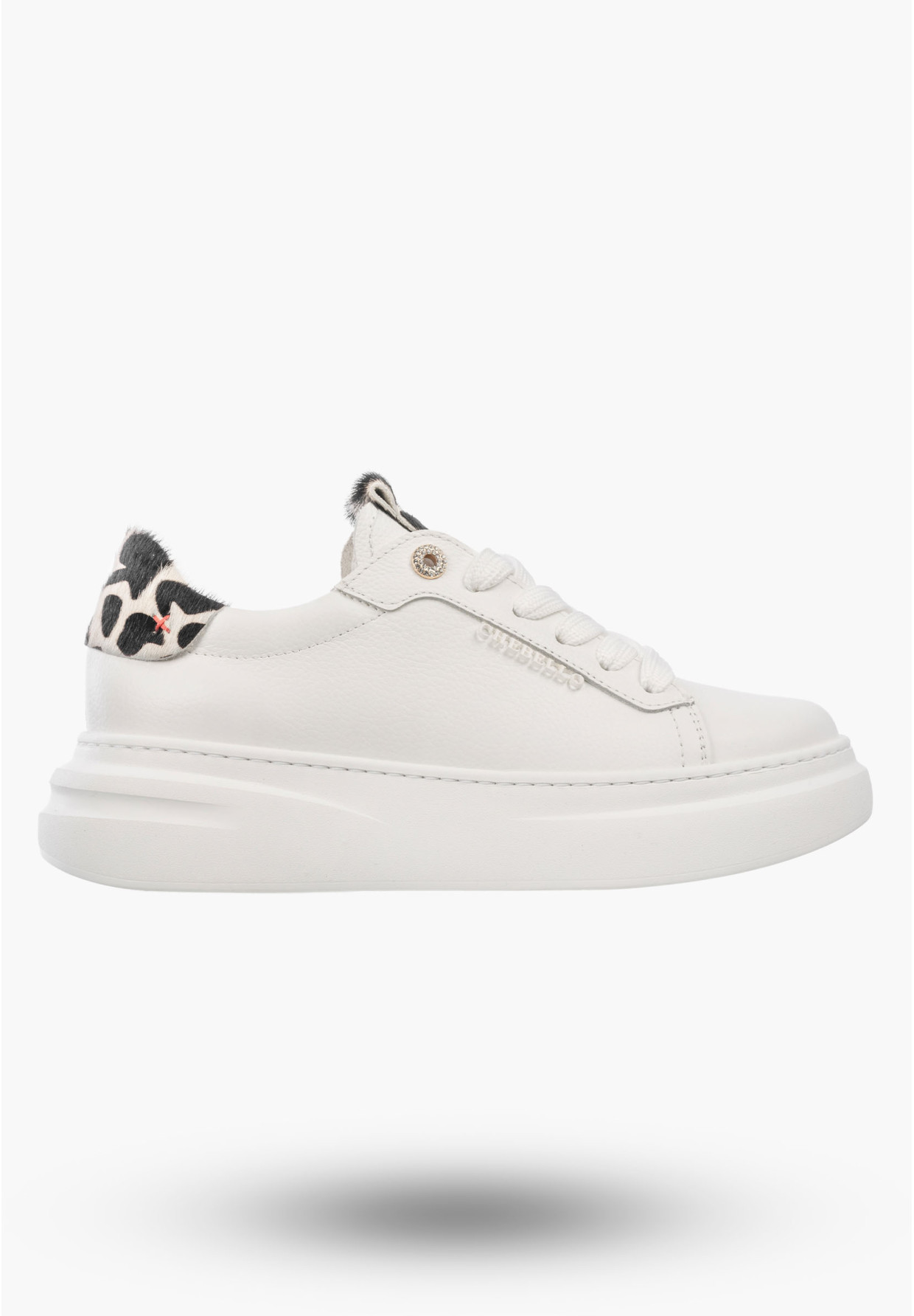 Półbuty Damskie Skórzane Buty Na Platformie Sneakersy Białe Panterka CheBello