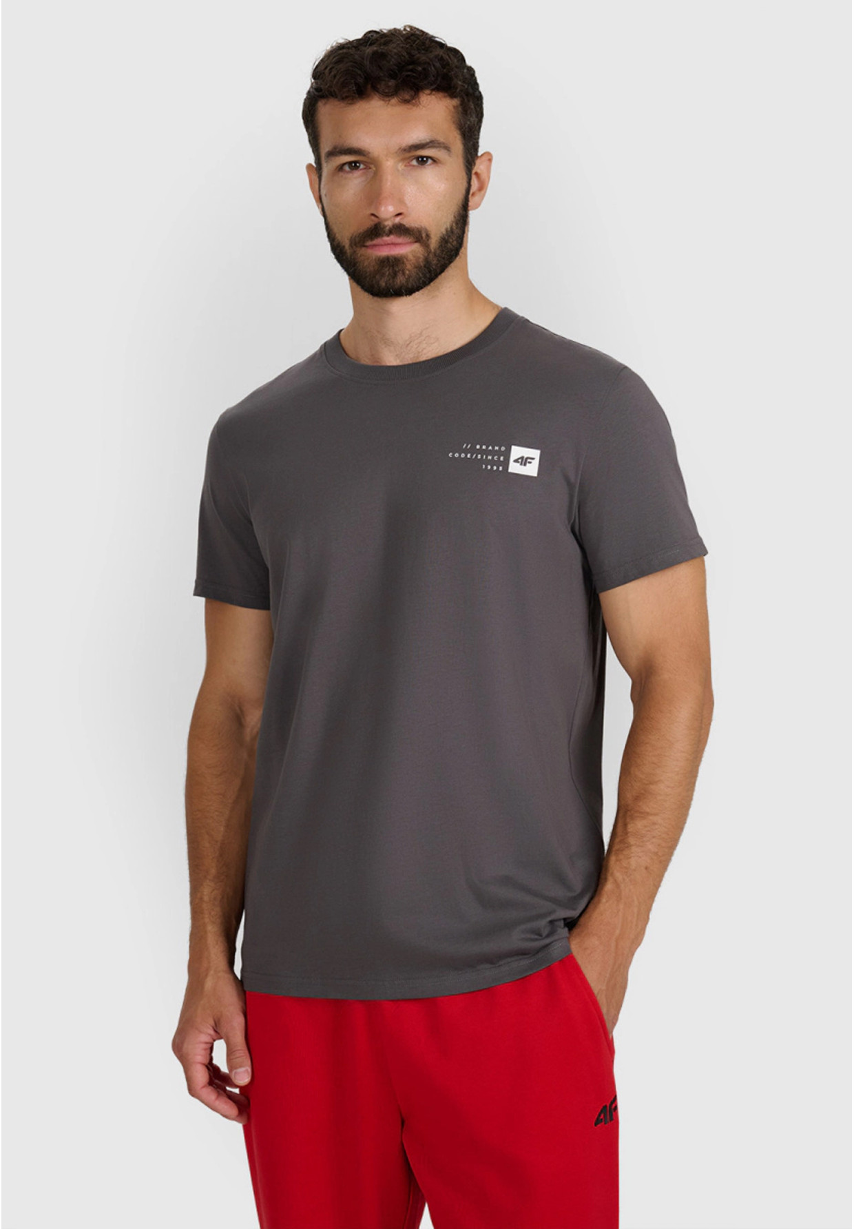 Koszulka Męska 4F T-shirt Z Nadrukiem Regular Szara 4FWAW25TTSHM3131