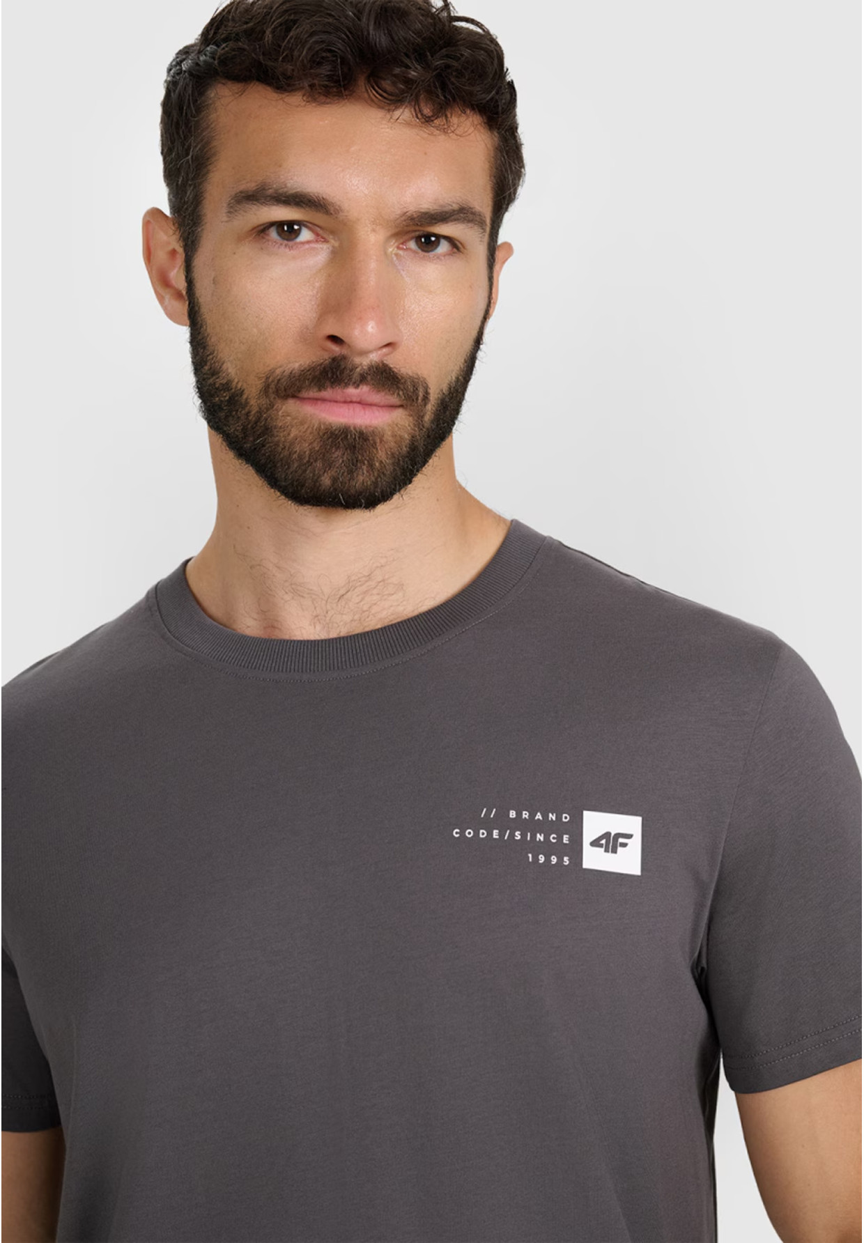 Koszulka Męska 4F T-shirt Z Nadrukiem Regular Szara 4FWAW25TTSHM3131