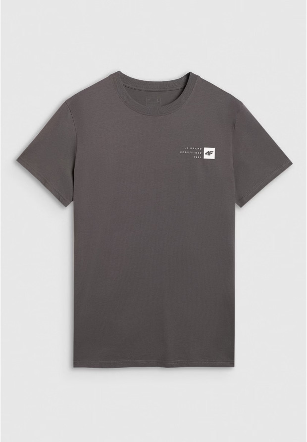 Koszulka Męska 4F T-shirt Z Nadrukiem Regular Szara 4FWAW25TTSHM3131