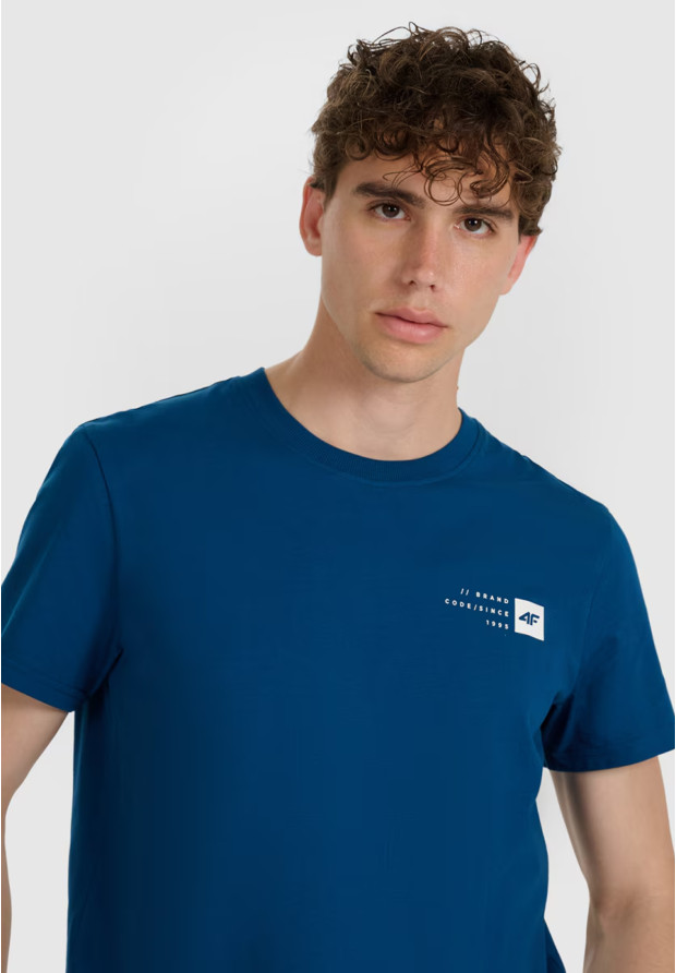 Koszulka Męska 4F T-shirt Z Nadrukiem Regular Granatowa 4FWAW25TTSHM3131