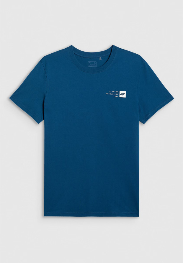 Koszulka Męska 4F T-shirt Z Nadrukiem Regular Granatowa 4FWAW25TTSHM3131