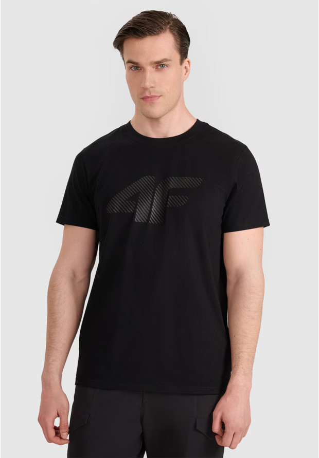 Czarna koszulka męska 4F z dużym logo