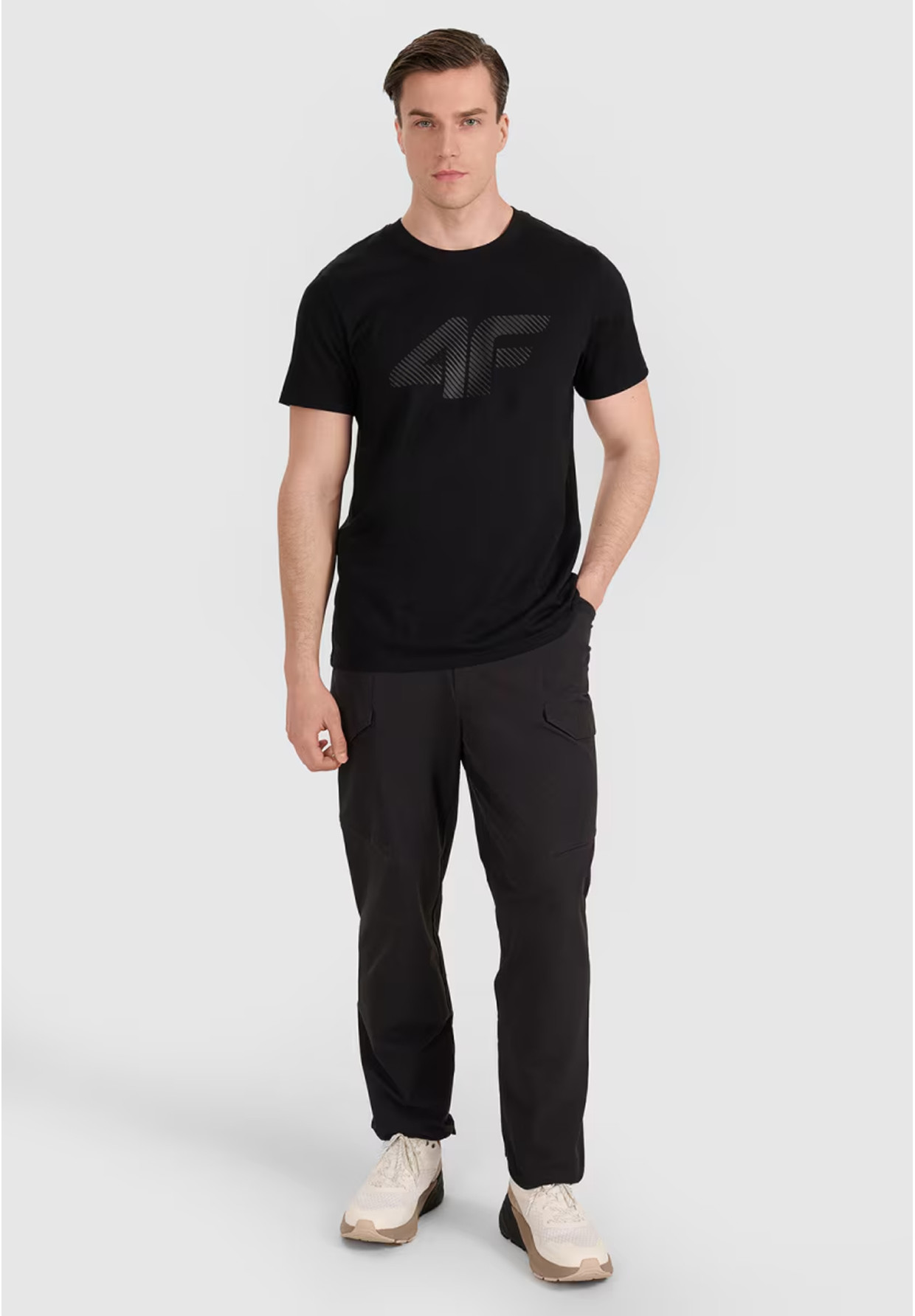 Koszulka Męska 4F T-shirt Z Nadrukiem Regular Czarna 4FWMM00TTSHM2257