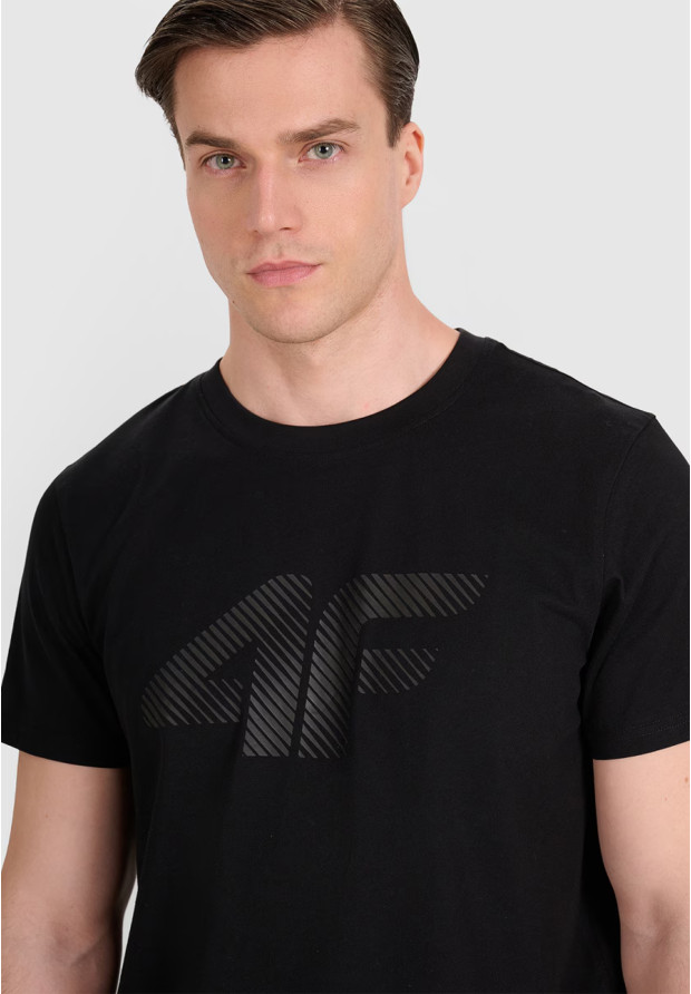 Koszulka Męska 4F T-shirt Z Nadrukiem Regular Czarna 4FWMM00TTSHM2257
